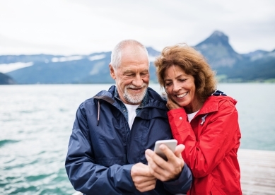 Mature couple taking selfie